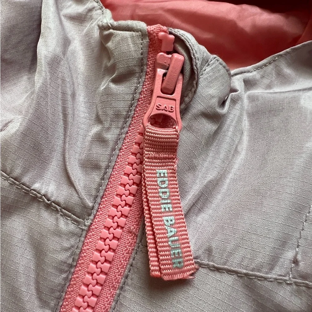 Eddie Bauer Kids Hooded Jacket Pink Colorblock Size L 14 16 Fleece Lined - Picture 7 of 9